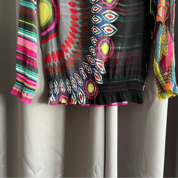 Desigual Sheer Black with Multi Pattern, Multi Colored Abstract Designs - Picture 6 of 7